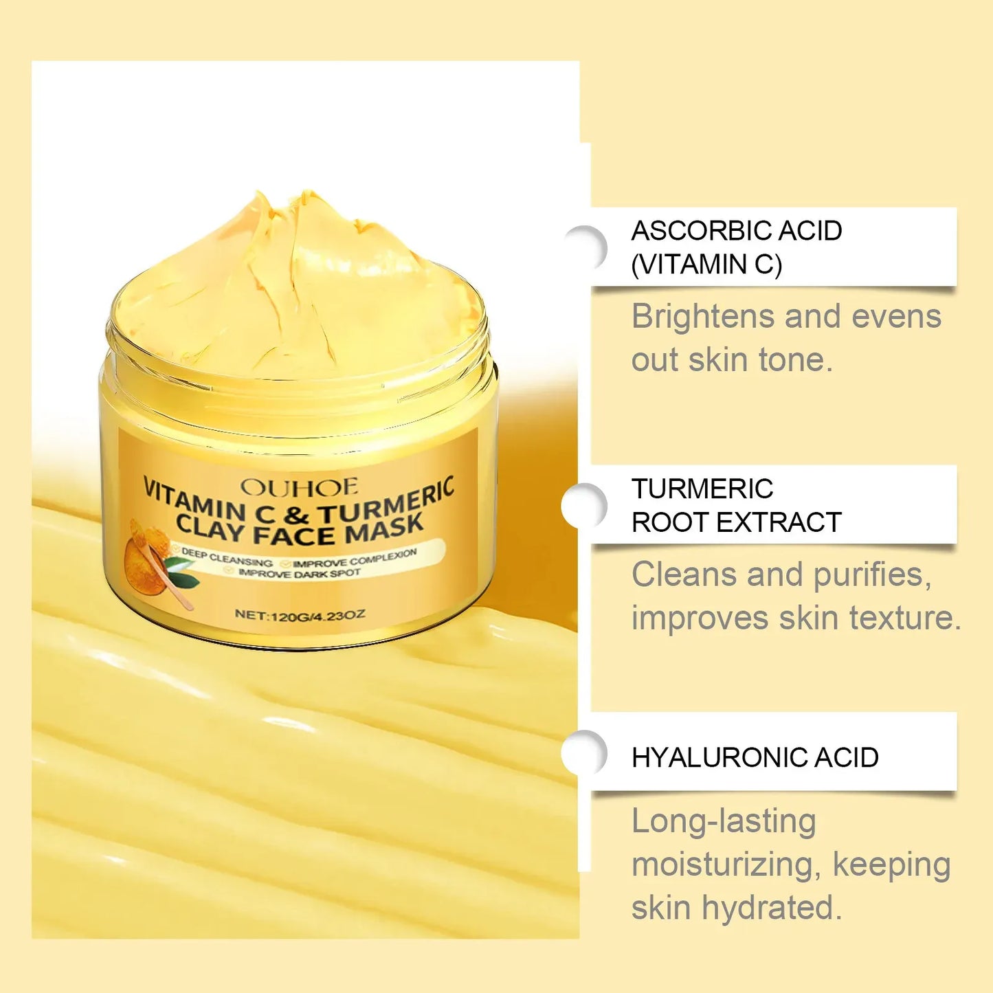 Masque Exfoliant Vitamine C & Curcuma – Peau Nette & Lumineuse